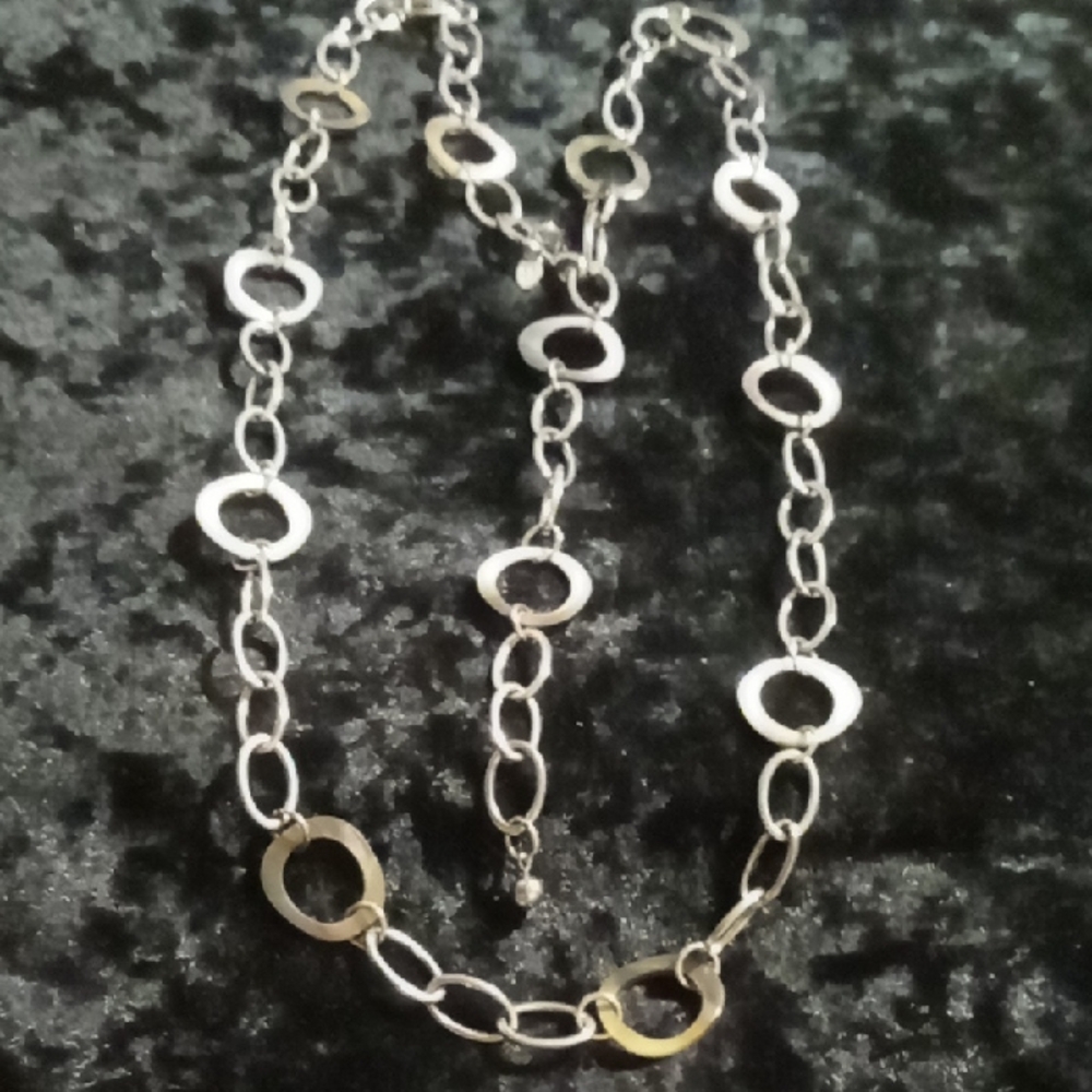 Cookie Lee Shell Circle Link Long Necklace Abalone, Mother Of Pearl 40 In. Long